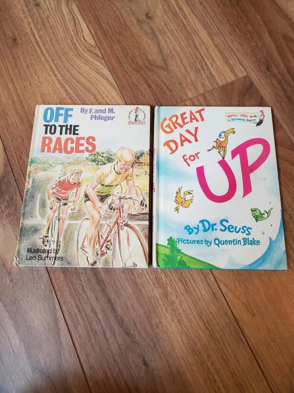 Vintage Cloth Off To The Races & Great Day For Up Books Dr. Seuss Beginner Books